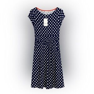 Boden Navy Blue Dress with White Polka Dots
